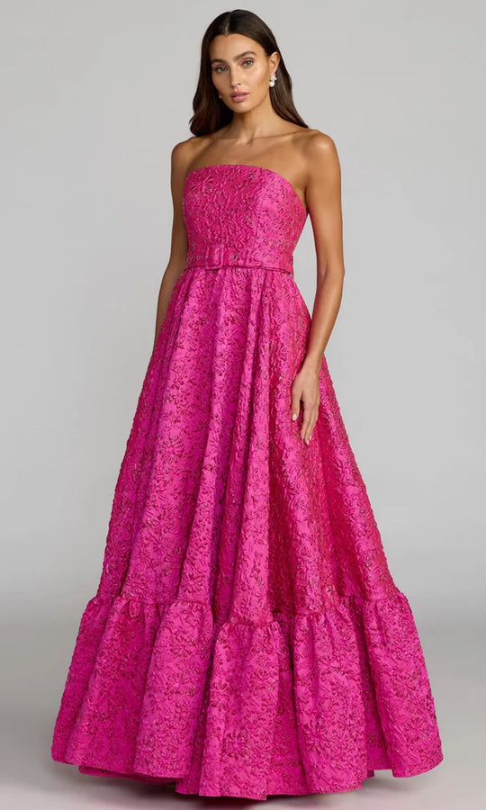 Mac Duggal 56277 - Straight Neck Brocade Prom Gown with Belt