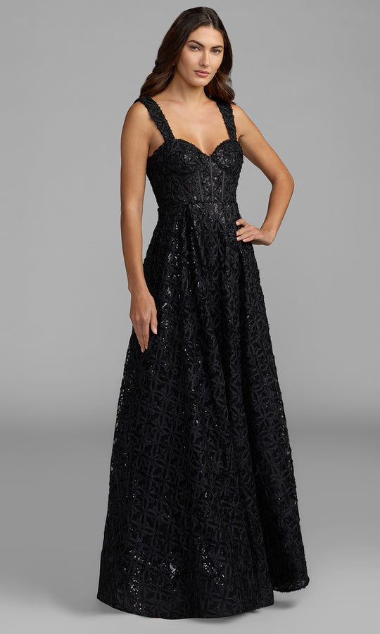 Mac Duggal 56286 - Floral Applique Wide Strap Prom Gown