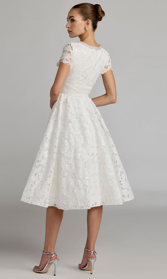 Ieena Duggal 56324 - Lace Embroidered High Neck Midi Dress