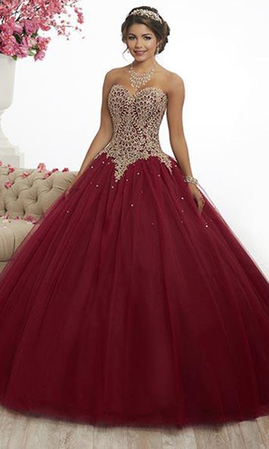 Fiesta Gowns - 56341 Embroidered Lace Sweetheart Ballgown