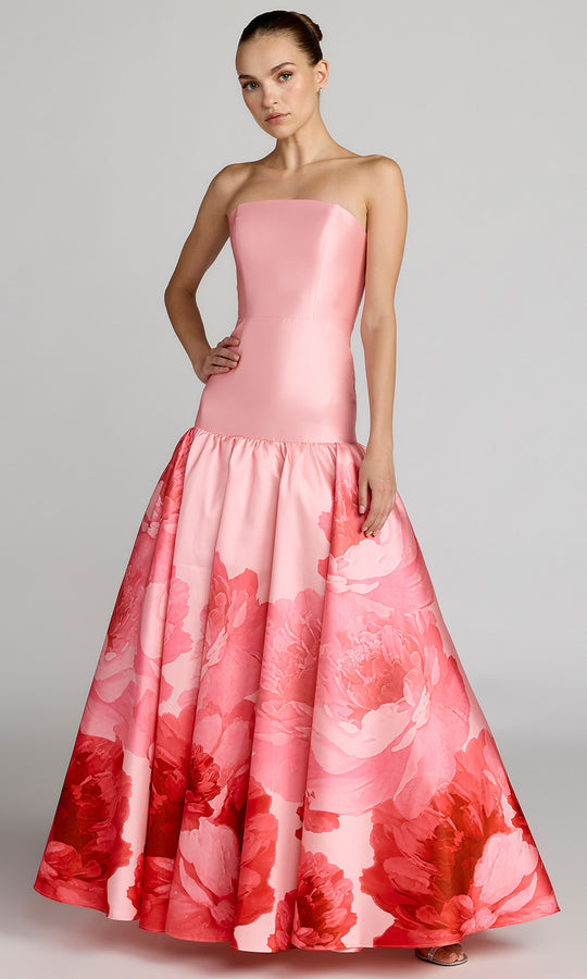 Ieena Duggal 56343 - Strapless Dropped Waist Floral Gown