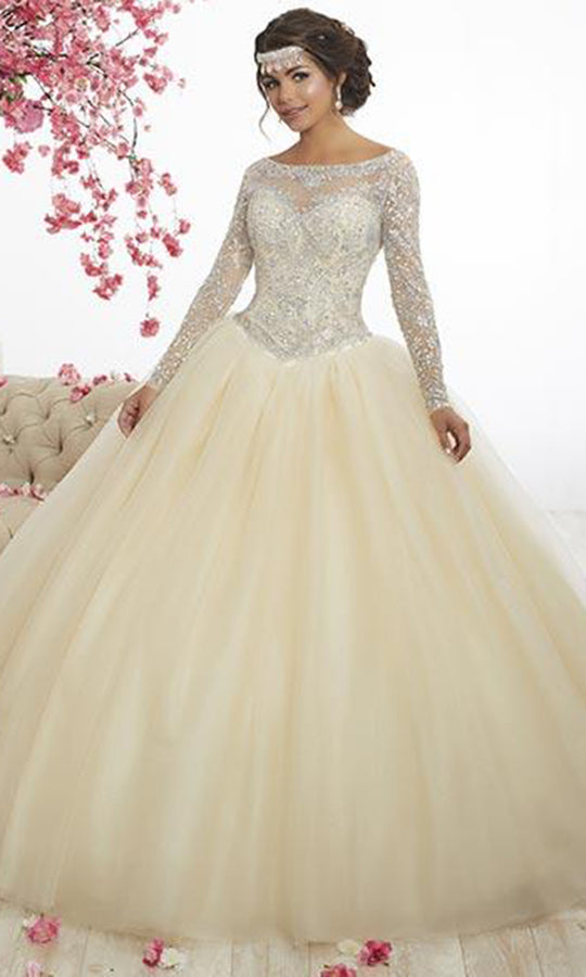 Fiesta Gowns - 56347 Embellished Long Sleeve Ballgown