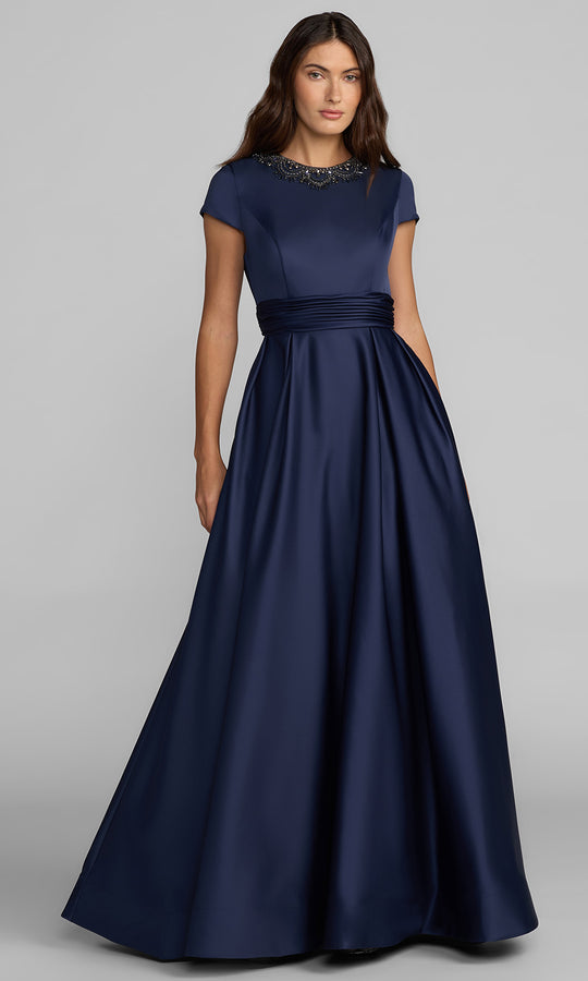 Mac Duggal 56401 - Rhinestone Trim Cap Sleeve Evening Gown