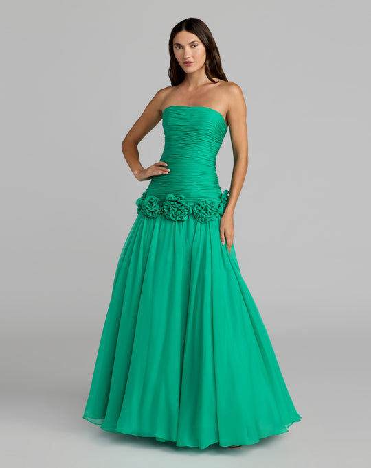 Mac Duggal 56428 - Ruched Strapless Drop Waist Evening Gown