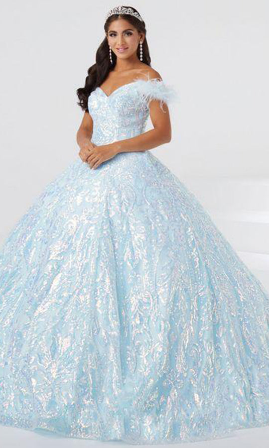 Fiesta Gowns 56464 - Feathered Off Shoulder Ball Gown