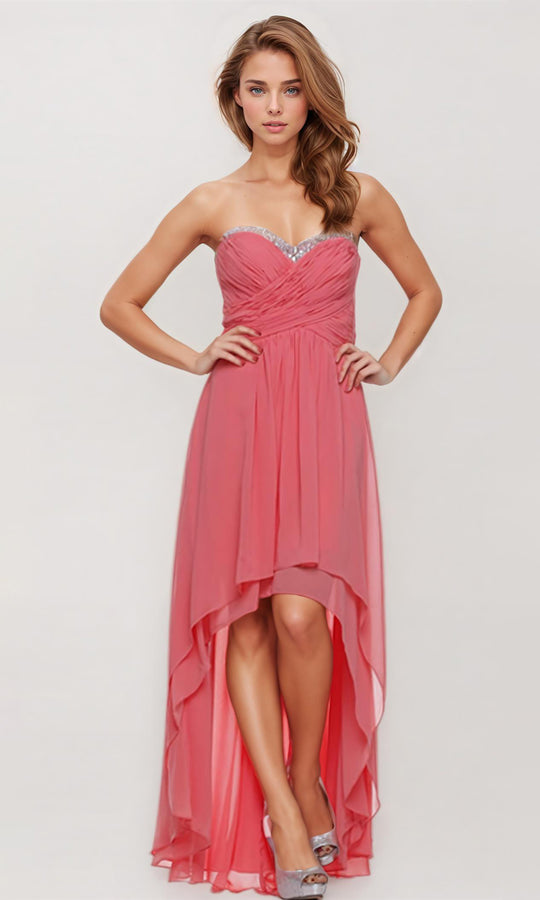 Juliet Dresses 575 - High Low Strapless Evening Gown