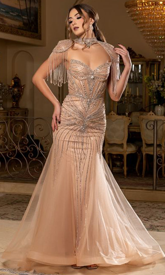 May Queen RQ8276 - Fringe Beaded Mermaid Prom Dress