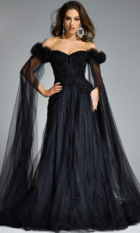 Jovani 61002 - Off Shoulder Beaded A-Line Gown