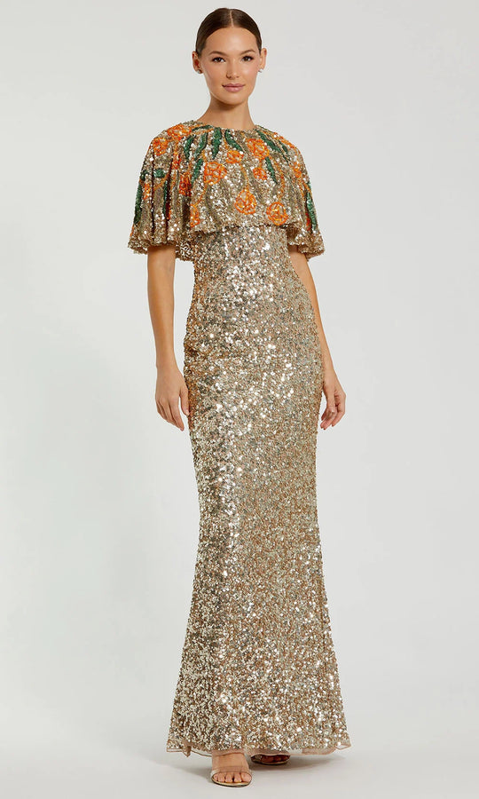 Mac Duggal 6120 - Capelet Allover Sequin Evening Gown