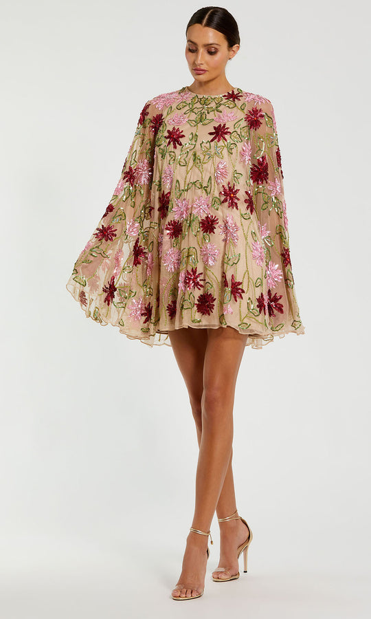 Mac Duggal 6123 - Floral Beaded A-Line Short Dress