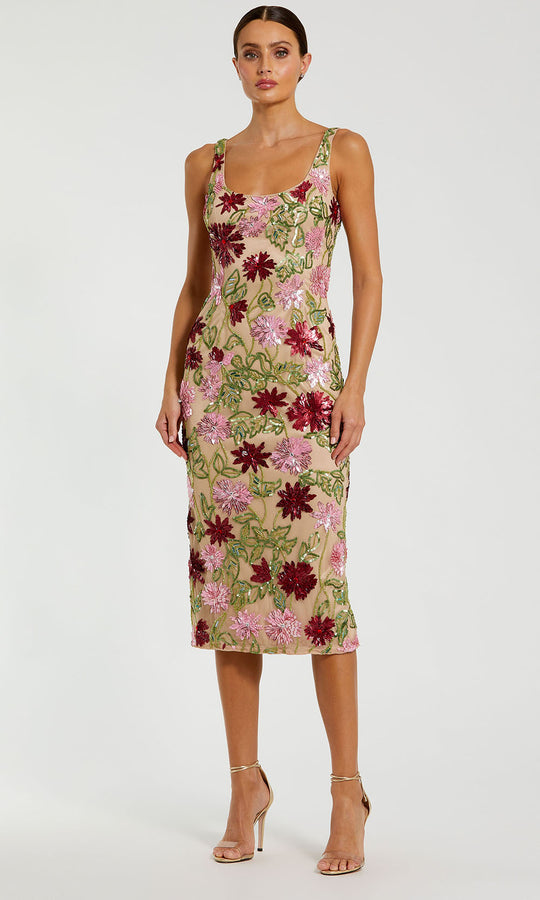 Mac Duggal 6124 - Sequin Floral Scoop Neck Evening Dress