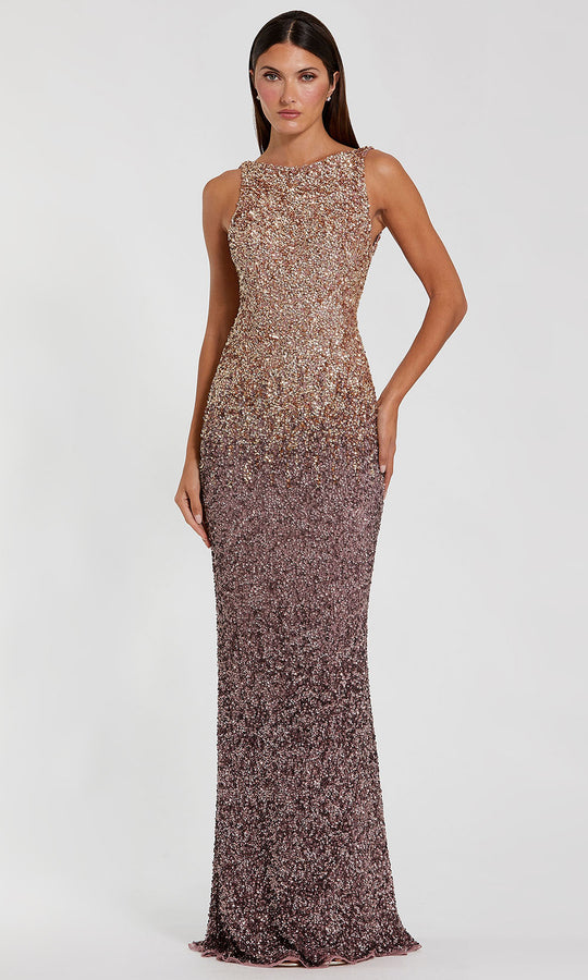Mac Duggal 6145 - Ombre Sequin Cowl Back Evening Gown