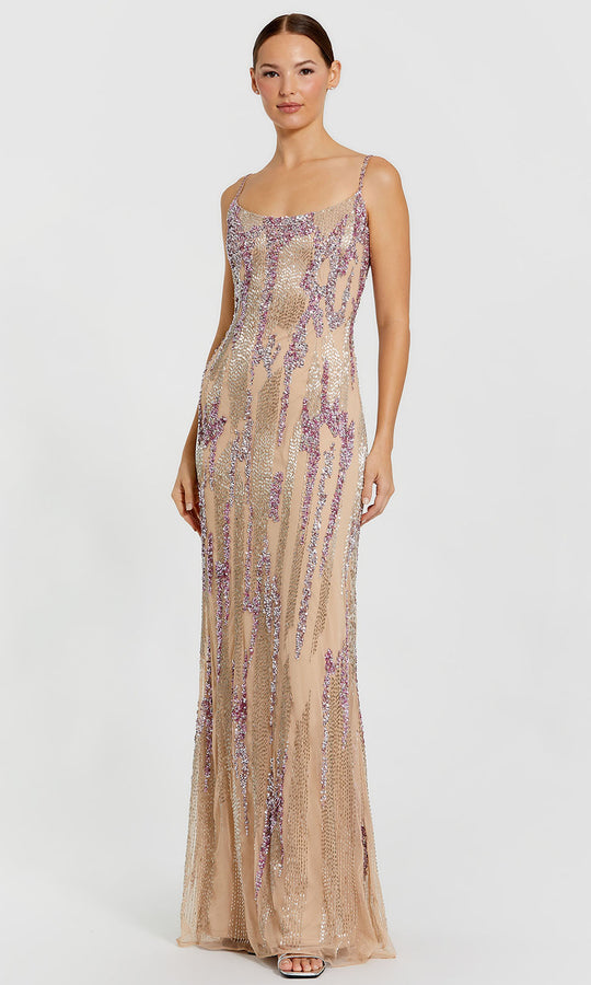 Mac Duggal 6150 - Spaghetti Strap Beaded Mesh Dress