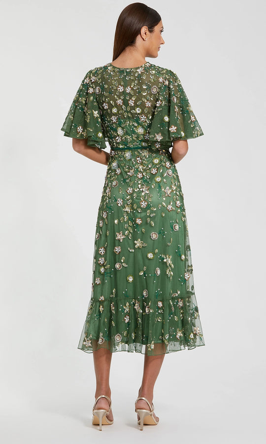 Mac Duggal 6162 - Jewel Neck Floral Embellished Midi Dress