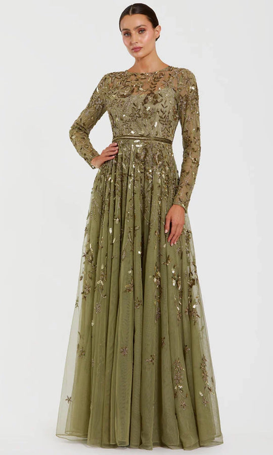 Mac Duggal 6182 - Floral Embellished Illusion Jewel Formal Gown