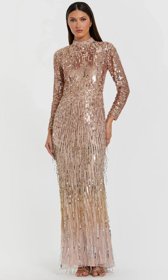 Mac Duggal 6187 - Sequined High Neck Column Gown