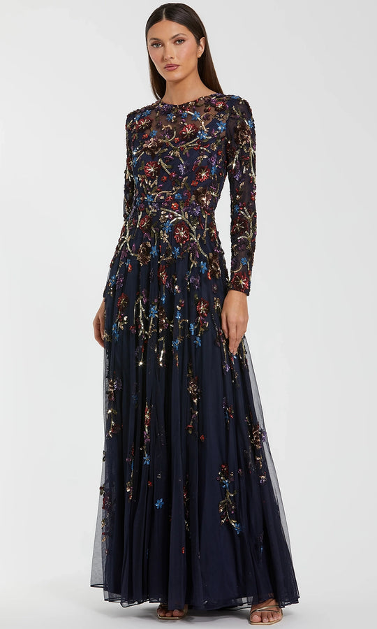 Mac Duggal 6198 - Sparkle A-Line Long Sleeve Gown