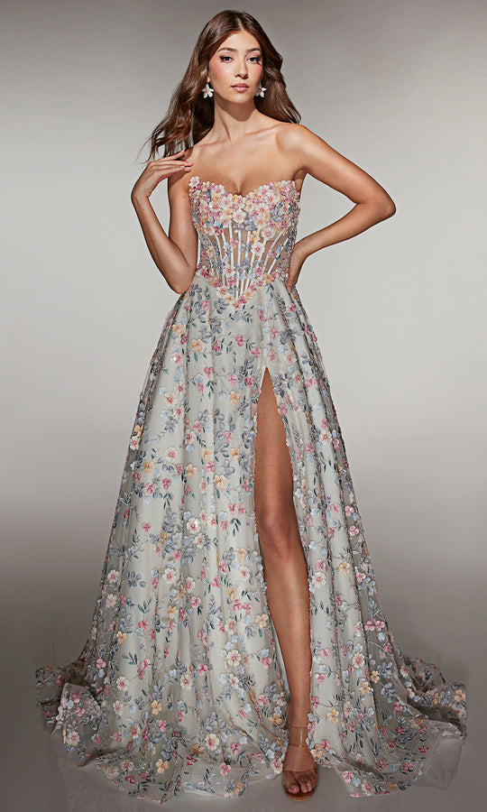 Alyce Paris 61986 - Floral Corset A Line Gown
