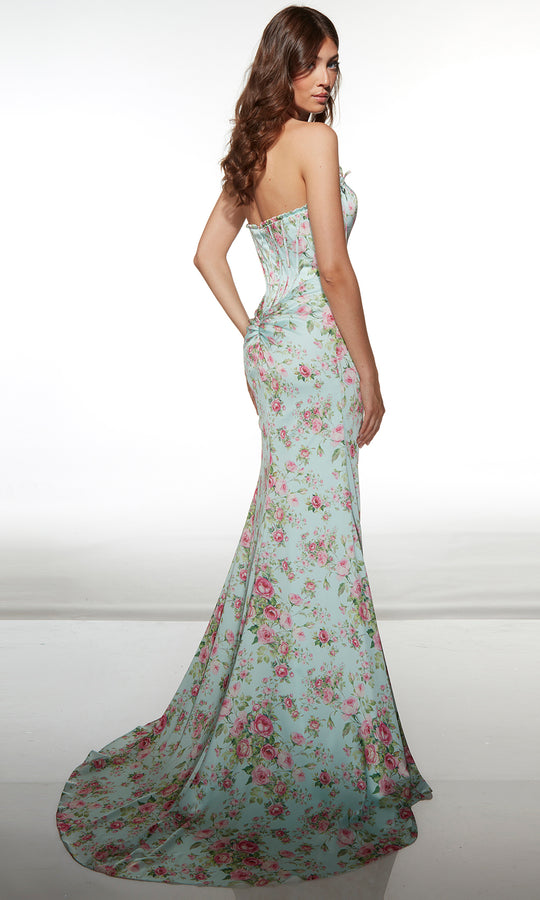 Alyce Paris 61992 - Floral Mermaid Gown with High Slit