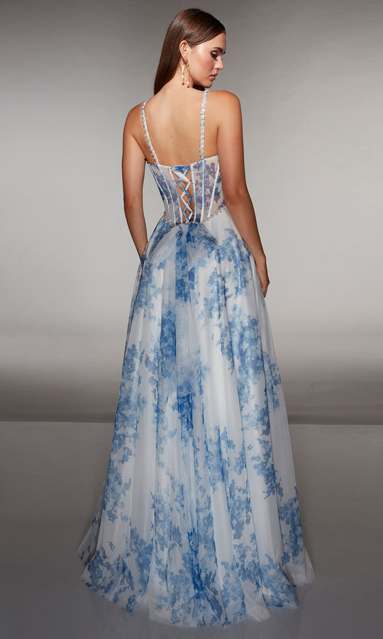 Alyce Paris 61994 - Floral tulle gown with illusion corset