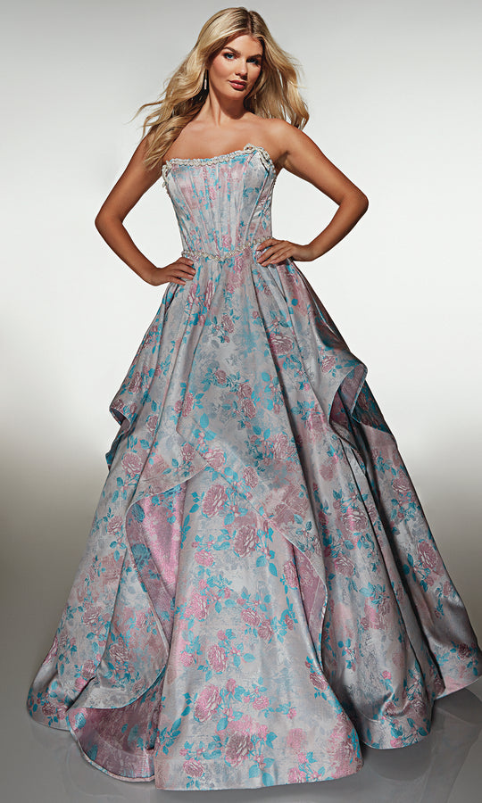 Alyce Paris 61997 - Strapless Floral Ball Gown