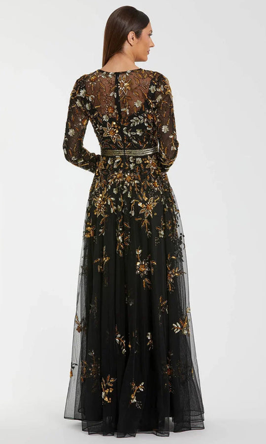 Mac Duggal 6200 - Beaded Sequin Long Sleeve Gown