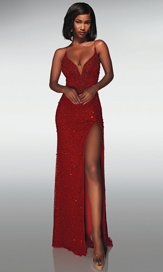 Alyce Paris 62004 - Beaded fitted gown with slit