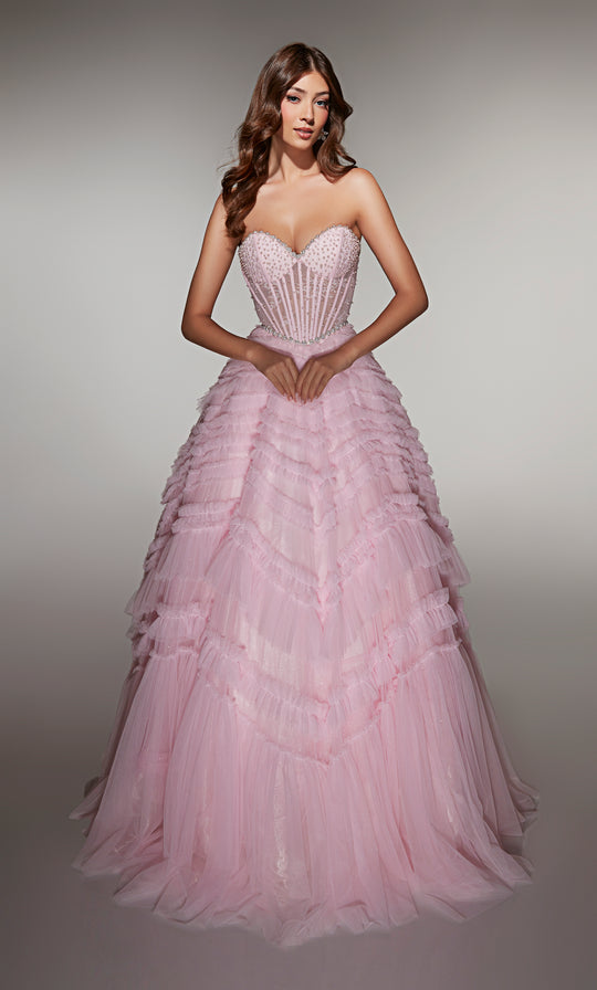 Alyce Paris 62008 - Tiered Tulle Ballgown with Beaded Corset