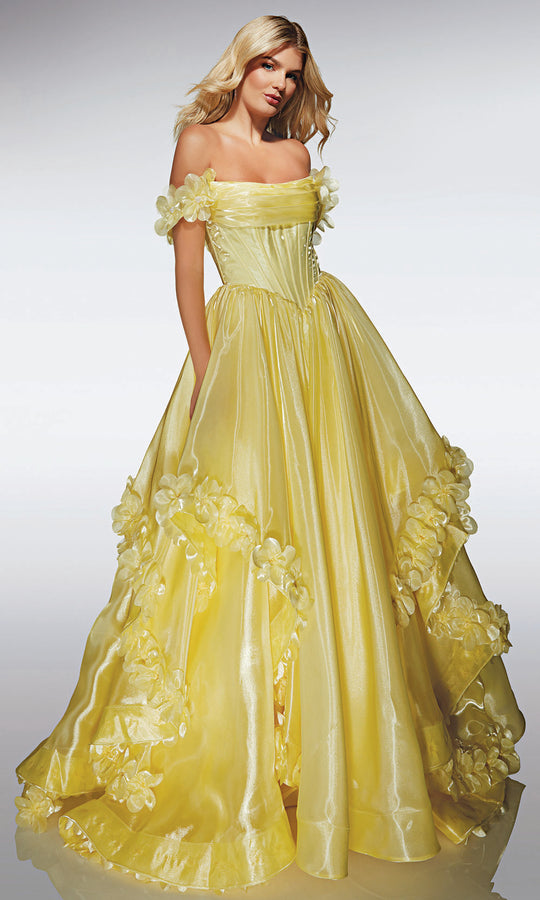 Alyce Paris 62014 - Shimmer Ball Gown with 3D Floral Accents