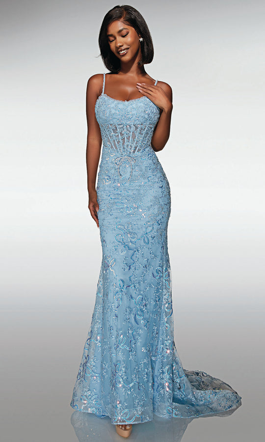 Alyce Paris 62017 - Beaded Corset Fitted Dress with Sweep Train