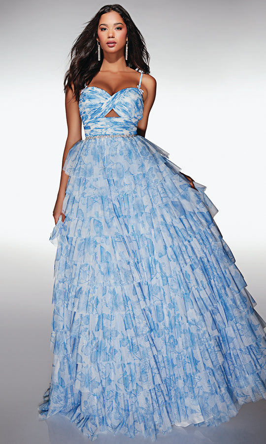 Alyce Paris 62018 - Tiered Ruffle A-Line with Pleated Bodice