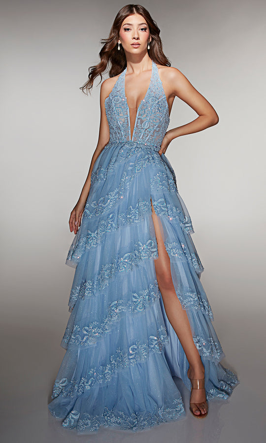 Alyce Paris 62037 - Tiered Tulle Halter A Line Gown