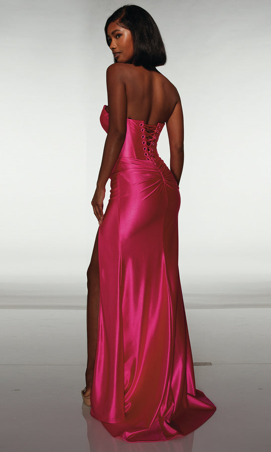Alyce Paris 62046 - Strapless Satin Gown with Bow Accents