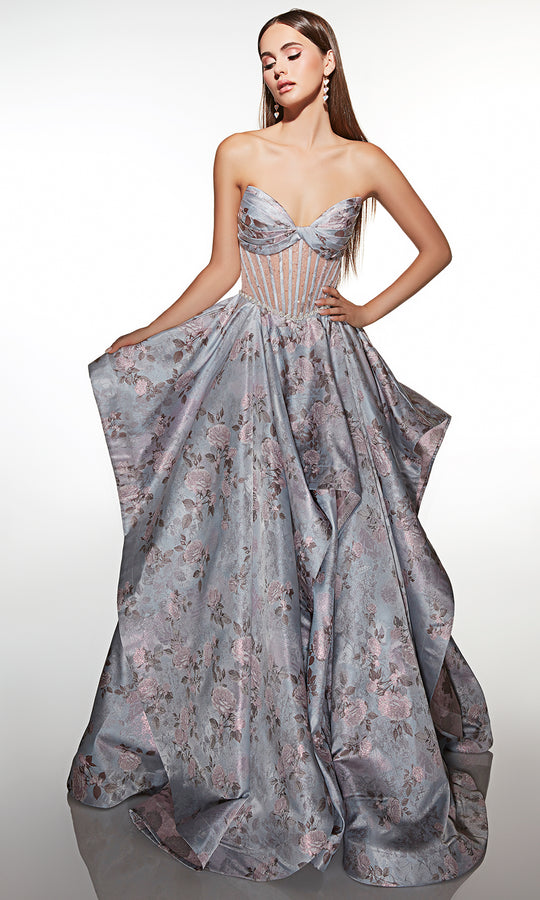 Alyce Paris 62051 - Floral Jacquard Corset Ball Gown