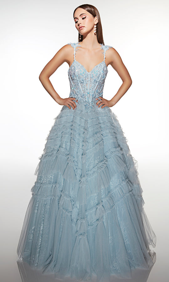 Alyce Paris 62058 - Lace Bodice Ball Gown with Tiered Skirt