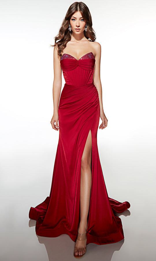 Alyce Paris 62062 - Strapless Sequin Bodice Gown with High Slit