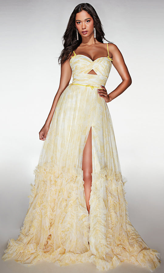 Alyce Paris 62078 - Tiered Ruffle Gown with Crossover Bodice