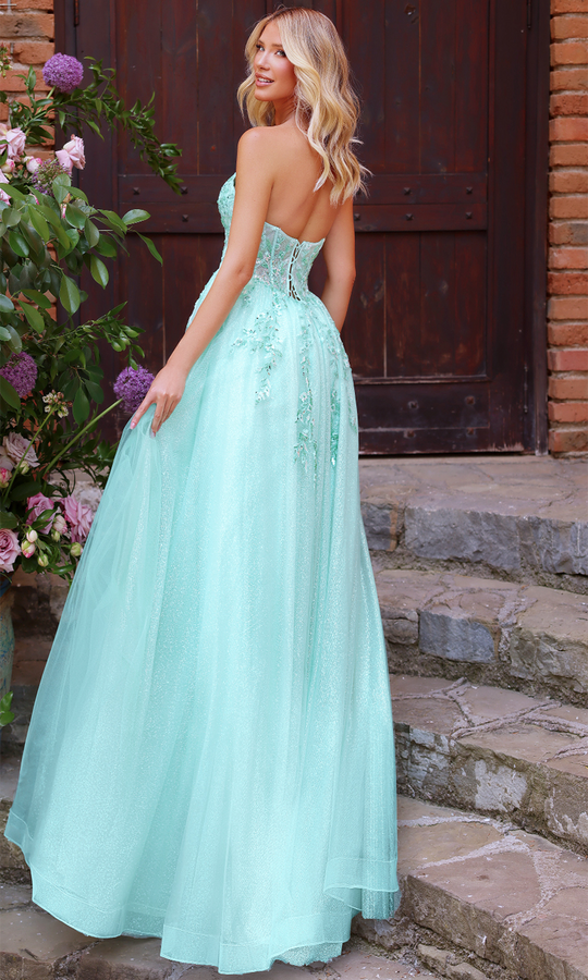Clarisse 62102 - Beaded Lace Plunging Neckline Ballgown