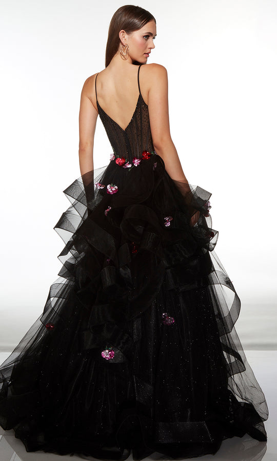 Alyce Paris 62108 - Floral Applique Tiered Ball Gown