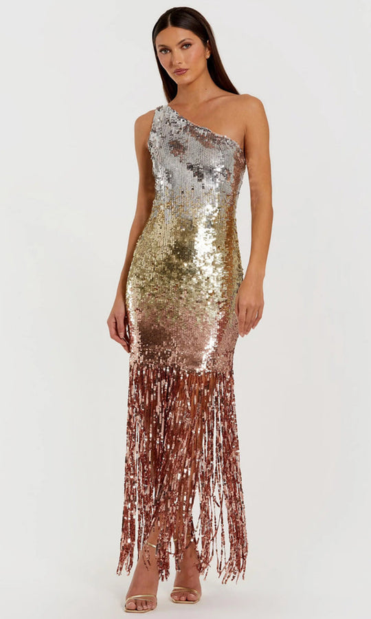 Mac Duggal 6212 - One Shoulder Ombre Sequin Fringe Gown