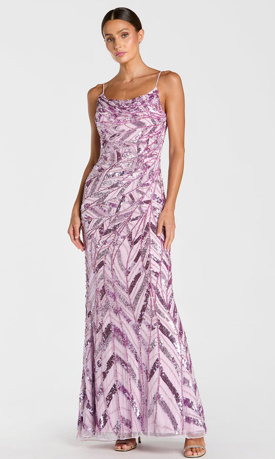 Mac Duggal 6214 - Geometric Pattern Sleeveless Scoop Gown