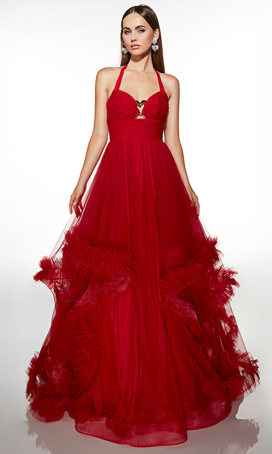 Alyce Paris 62151 - Halter Tulle Ball Gown with Ruffle Skirt
