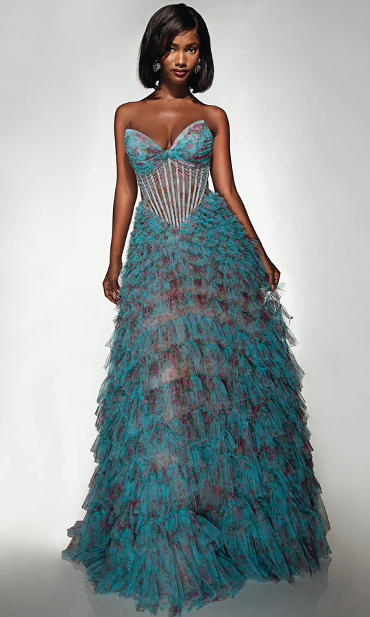 Alyce Paris 62169 - Tiered Floral Texture Ball Gown