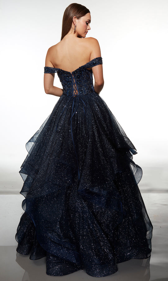 Alyce Paris 62173 - Tiered Glitter Ball Gown with Corset Bodice
