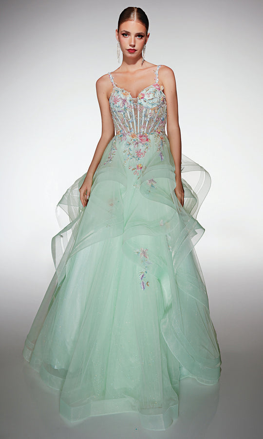 Alyce Paris 62201 - Floral Applique Ball Gown