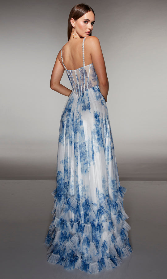 Alyce Paris 62202 - Floral Corset Gown with Ruffle Hem