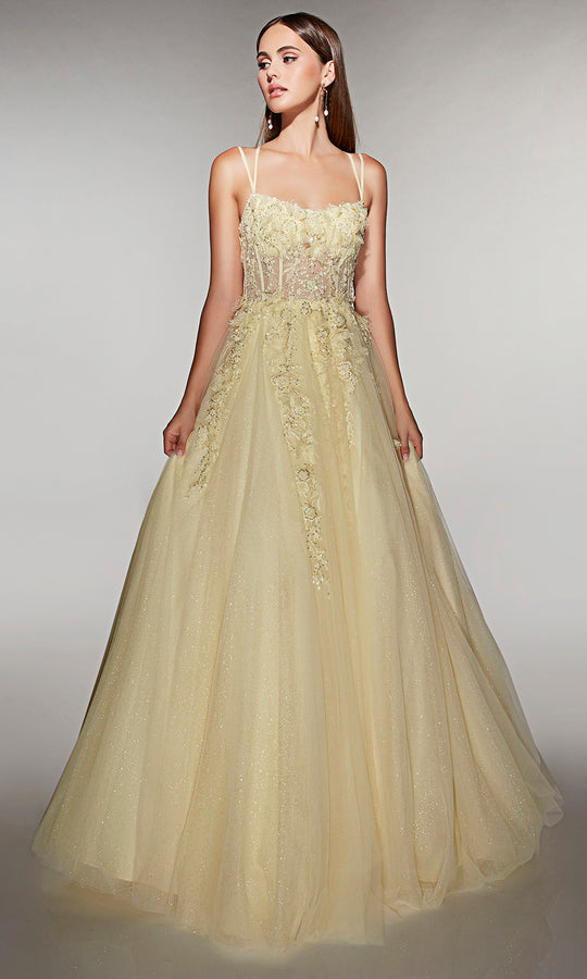 Alyce Paris 62203 - Floral Corset Glitter Ball Gown