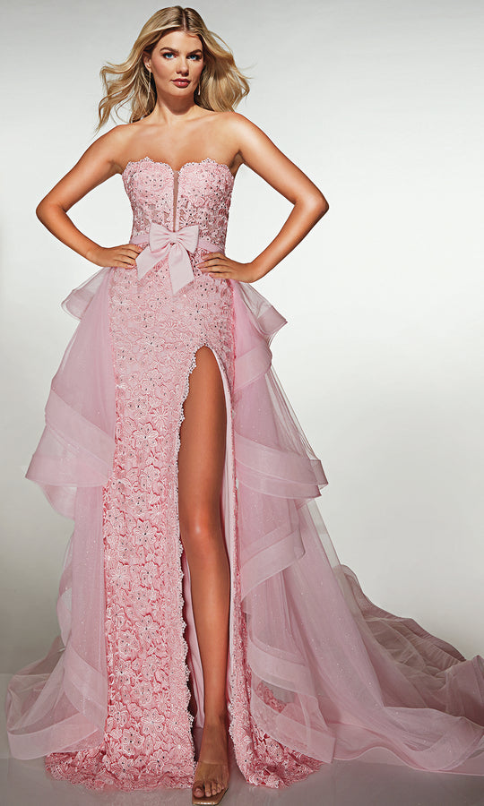 Alyce Paris 62206 - Strapless Applique Gown with Overskirt