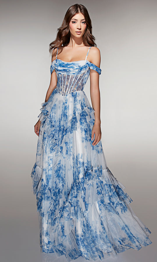 Alyce Paris 62212 - Floral Ruffle Ball Gown