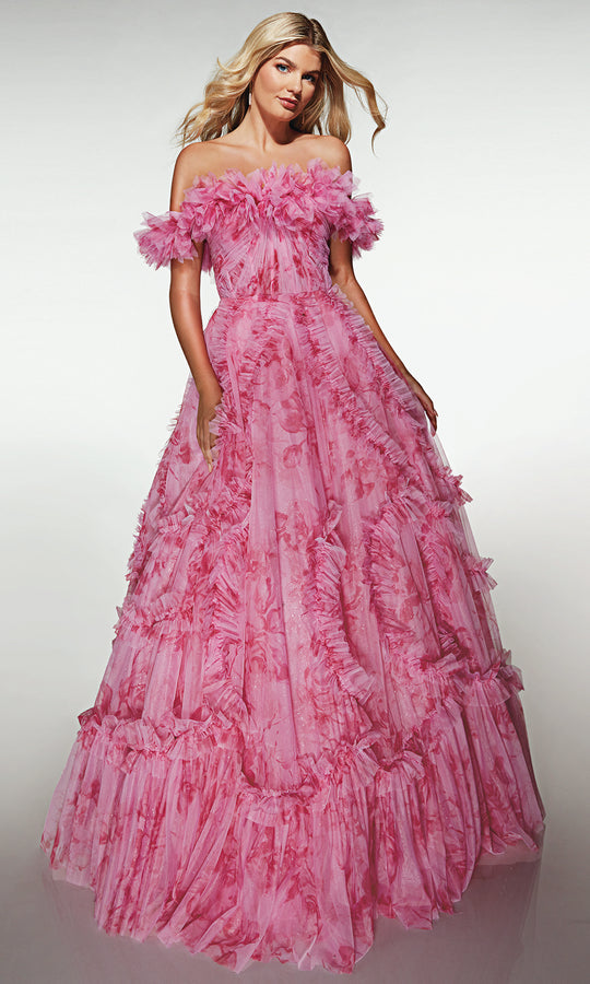 Alyce Paris 62216 - Off Shoulder Ruffled Tulle Ball Gown